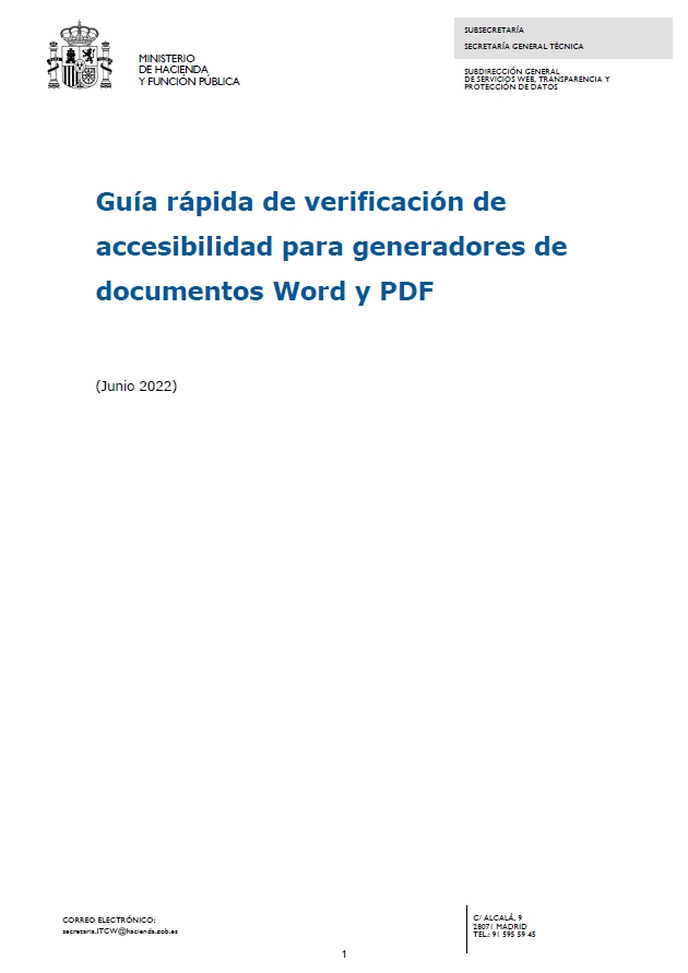 Guía Rápida de verificación de accesibilidad para generadores de documentos Word y PDF del Ministerio de Hacienda